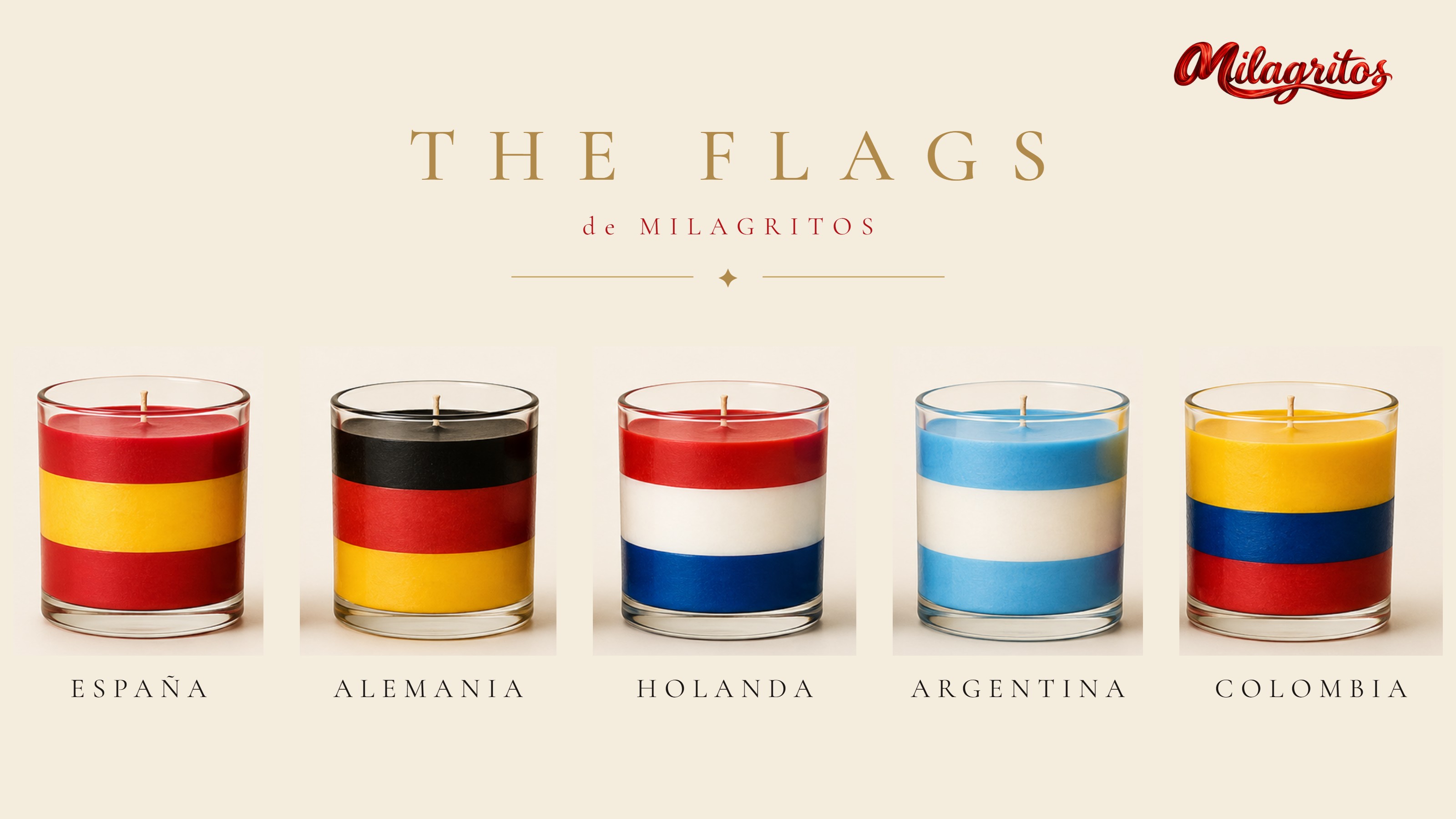 Colección THE FLAGS MILAGRITOS — velas de banderas
