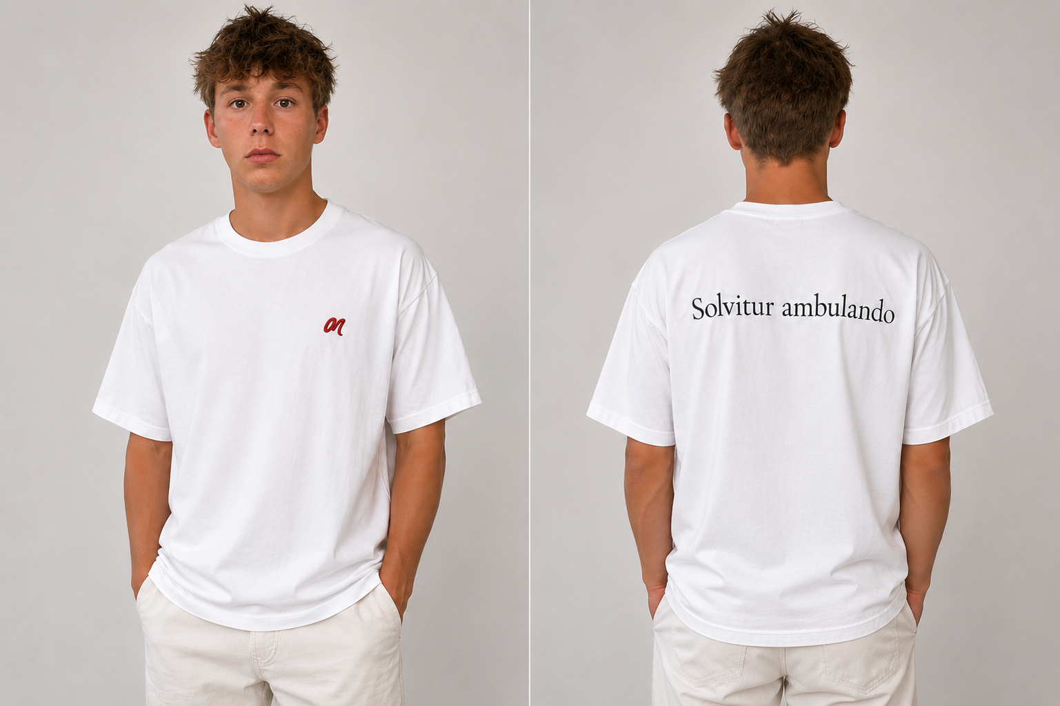 Camiseta Solvitur ambulando blanca MILAGRITOS delante y detrás
