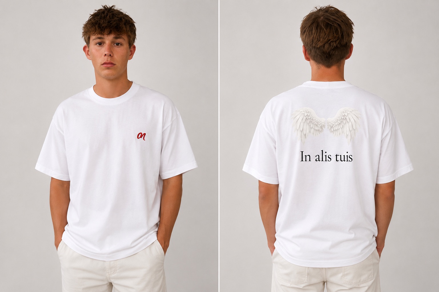 Camiseta In alis tuis MILAGRITOS delante y detrás